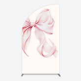 Aperturee - Aperturee Sweet Pink Bow Simple Happy Birthday Half Moon Arch Backdrop